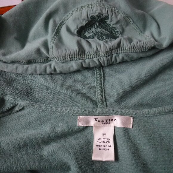Vertigo Paris Fleur de Lys Hoodie in moss green size Medium - Picture 6 of 7